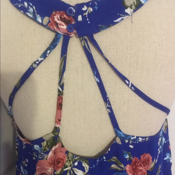 ❌DONATED❌Royal Blue Floral Print Ruffled Strap Design Tunic Top - Picture 6 of 10
